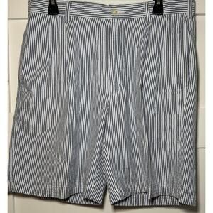 Jos. A. BANK Stays Cool Blue White Seersucker Pleated 9" Shorts Men Size 35